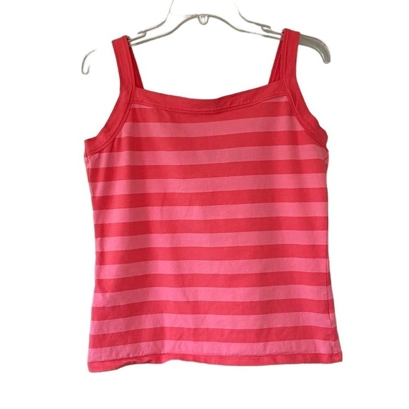 Liz Claiborne Y2K Striped Square Neck Pink Tank Top Sz Large - Picture 1 of 8